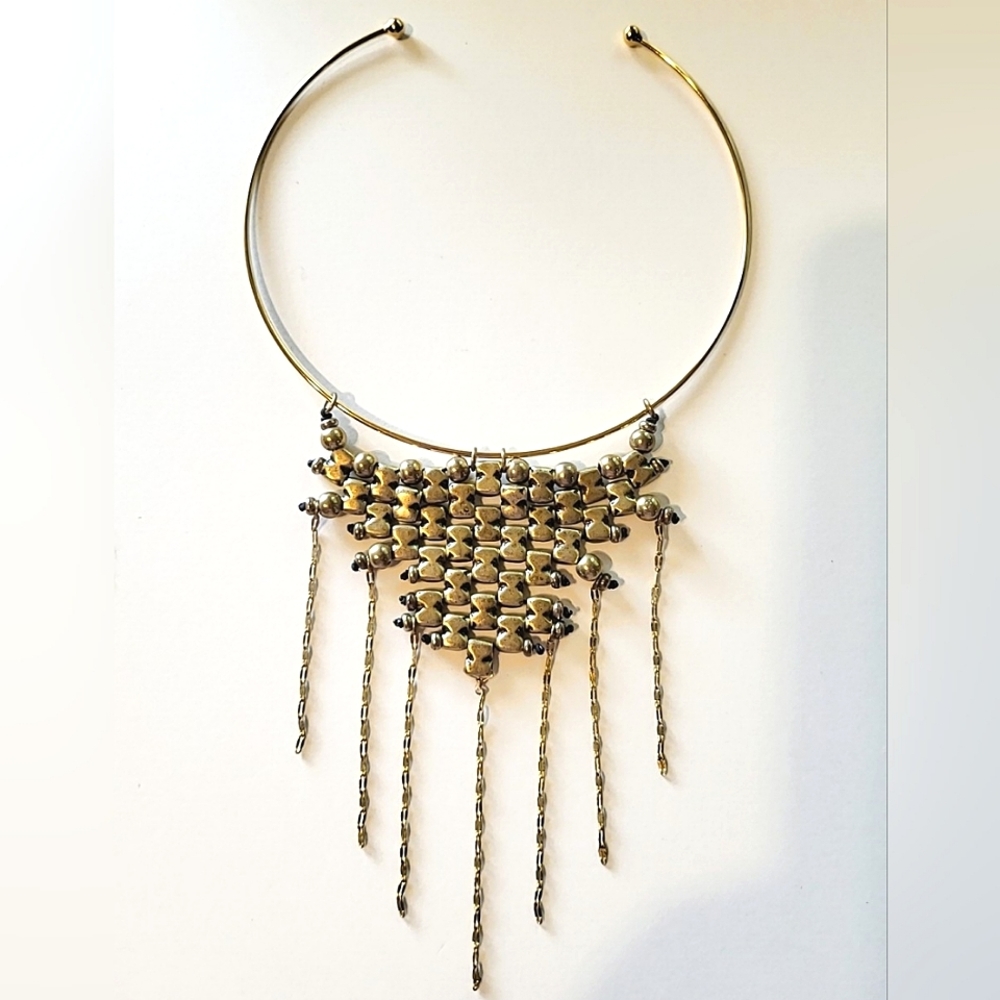 SOLD!!! ANTHROPOLOGIE PALMIRA BIB NECKLACE - GOLDTONE - Picture 2 of 9
